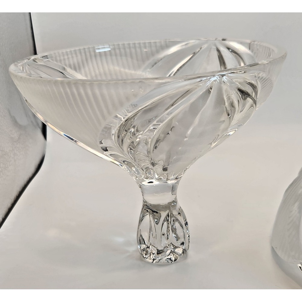 Crystal Clear/frosted Crystal Novellette II Pattern Lead‎ Crystal Candy Dish 9" - Picture 5 of 16